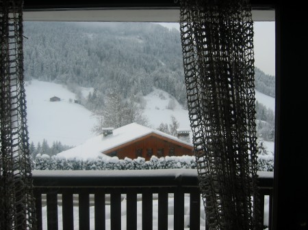 Paysage de neige vu du séjour de notre résidence